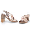 sandales à talon roses en cuir brillant