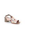 sandales à talon roses en cuir brillant