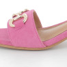 chaussures ouvertes à talons roses en cuir daim