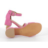 chaussures ouvertes à talons roses en cuir daim