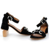 chaussures ouvertes à talons noir en cuir daim