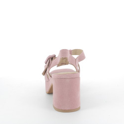 chaussures ouvertes à talons roses en cuir daim