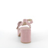 chaussures ouvertes à talons roses en cuir daim