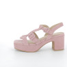 chaussures ouvertes à talons roses en cuir daim