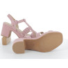 chaussures ouvertes à talons roses en cuir daim