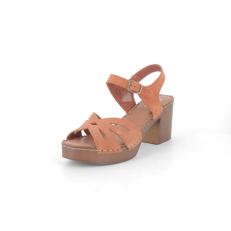 Nu-pieds a talon orange en cuir