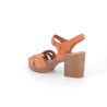 Nu-pieds a talon orange en cuir