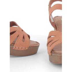 Nu-pieds a talon orange en cuir