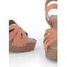 Nu-pieds a talon orange en cuir