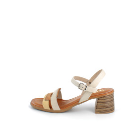 Nu-pieds Wikers beiges et marrons en cuir