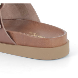Mule marron en cuir