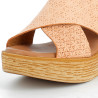 Nu-pieds compensés Goodstep rose en cuir