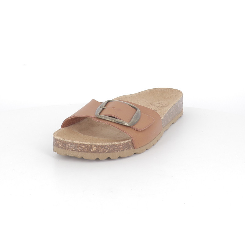 Mule marron en cuir