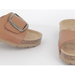 Mule marron en cuir