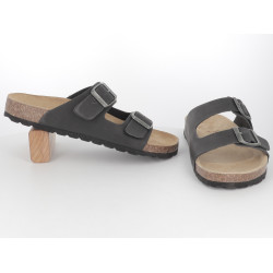 Mule noir en cuir