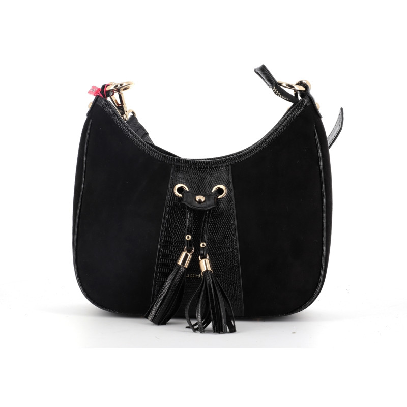 Sac à main noir Fuchsia avec détail doré - Anjou-Chaussures
