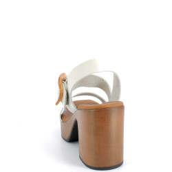 Nu-pieds à talon en cuir