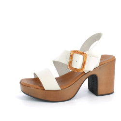 Nu-pieds à talon en cuir