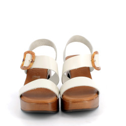 Nu-pieds à talon en cuir
