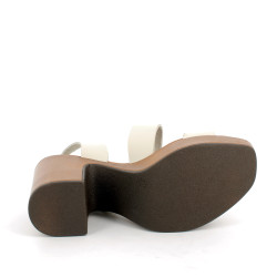 Nu-pieds à talon en cuir