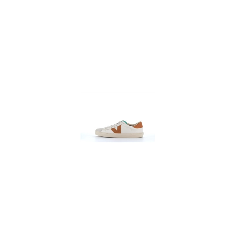 Basket blanche et orange en cuir