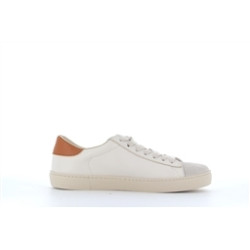 Basket blanche et orange en cuir