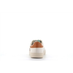 Basket blanche et orange en cuir