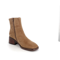 Bottines mam'zelle en cuir daim marron en cuir