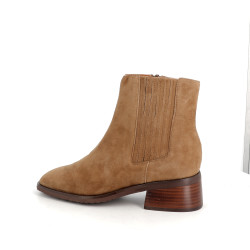 Bottines mam'zelle en cuir daim marron en cuir