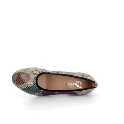 escarpins décolletés Qootum en cuir serpent multicouleurs