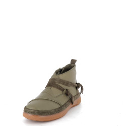 baskets sans lacets en cuir vert kaki Coco et Abricot