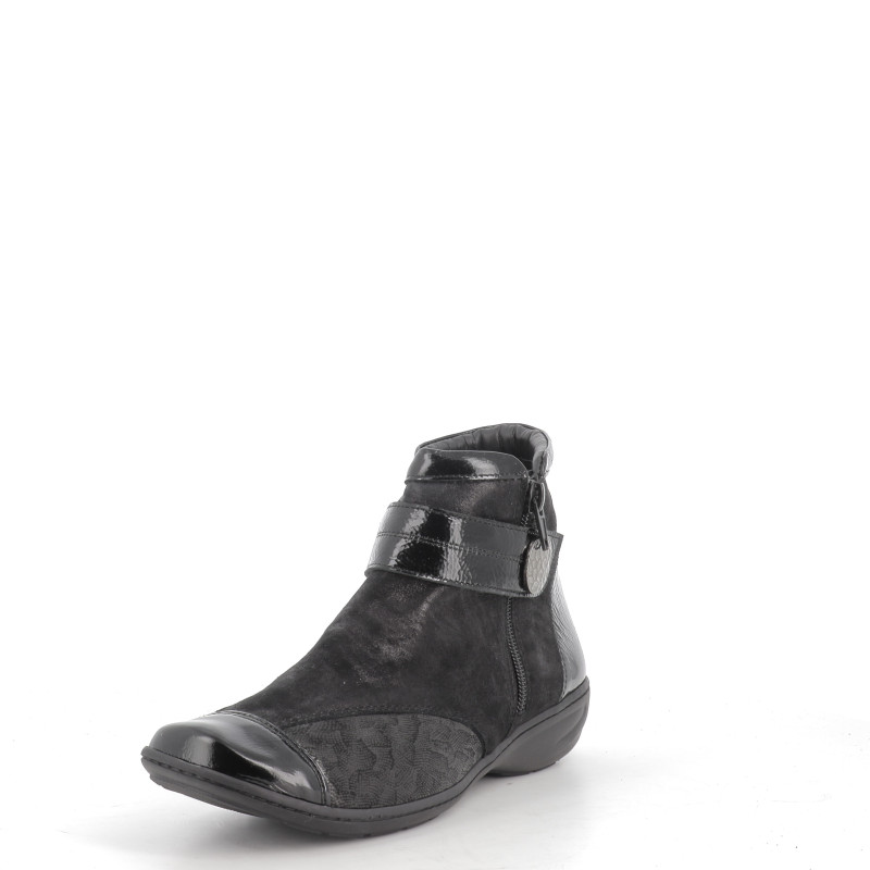 montantes sans lacets en cuir noir d'Artika