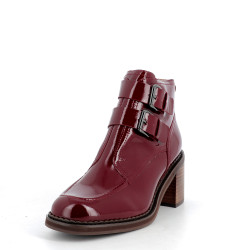 Bottine Rouge en Cuir Vernis Mamzelle Ramade naplak bordeau