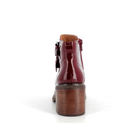Bottine Rouge en Cuir Vernis Mamzelle Ramade naplak bordeau