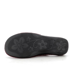 Chaussons Rouges à Motifs de Fleurs Femme Semelflex