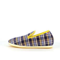 Chausson hiver fermé jaune et bleu fabriqué en France - Anjou-chaussures