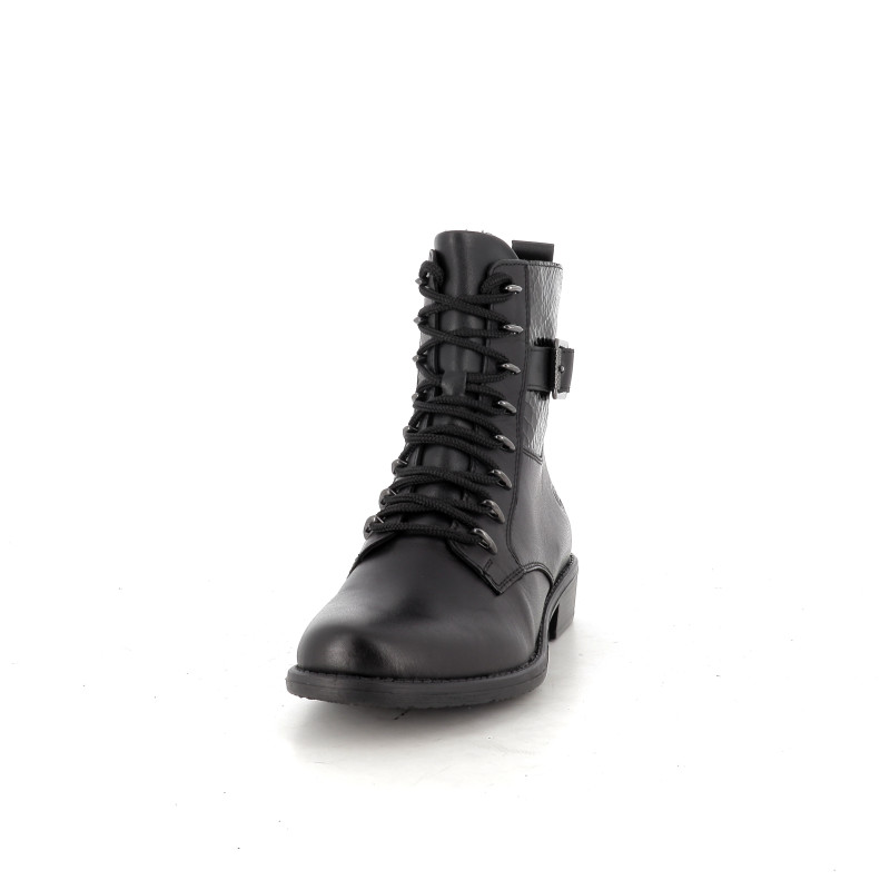 Boots montantes en cuir noir Remonte