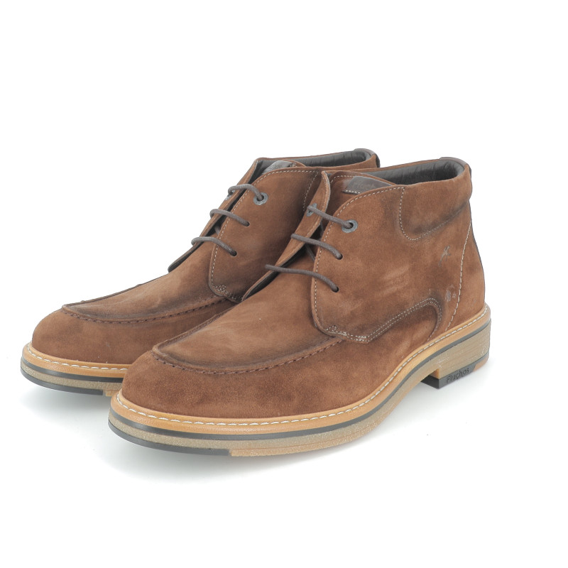 Chaussure de ville montante marron en cuir