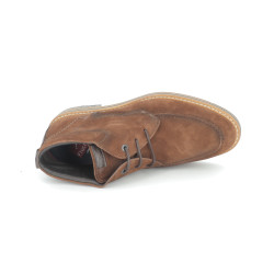 Chaussure de ville montante marron en cuir