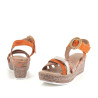 Sandales compensées orange en cuir Géo Reino