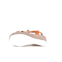 Sandales compensées orange en cuir Géo Reino