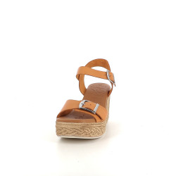 Compensés en cuir orange Oh My Sandals