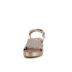 Nu pieds en cuir champagne métalic Coco & Abricot
