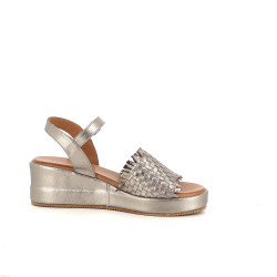Nu pieds en cuir champagne métalic Coco & Abricot