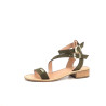 Sandales en cuir vert kaki Les Tropéziennes