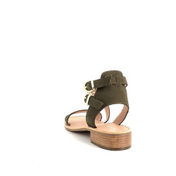 Sandales en cuir vert kaki Les Tropéziennes
