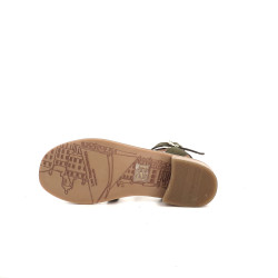 Sandales en cuir vert kaki Les Tropéziennes
