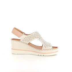 Nu-pieds en cuir crème Pikolinos