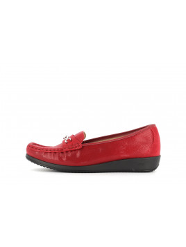 mocassin rouge en cuir