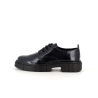 derby plateforme bleu en cuir vernis